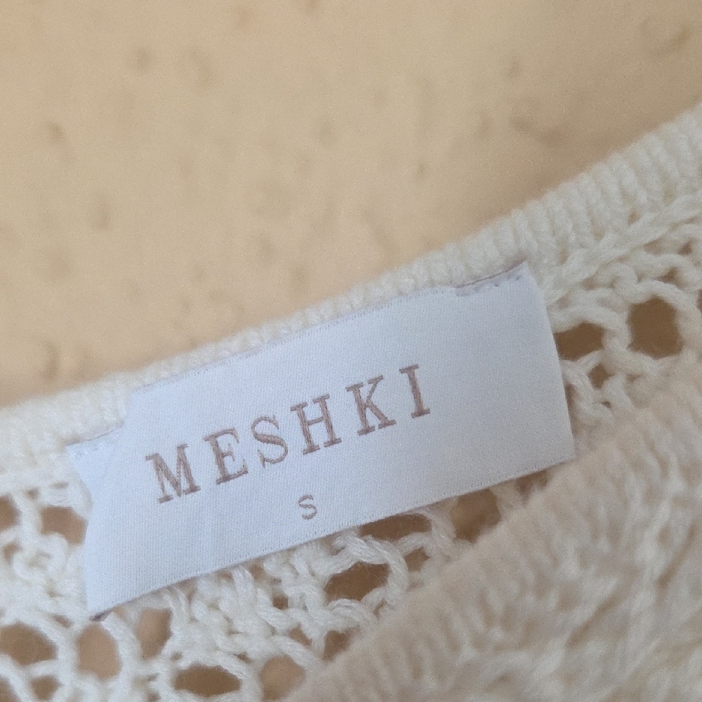 Meshki Cream Open Crochet Knit Top - Picture 2 of 9